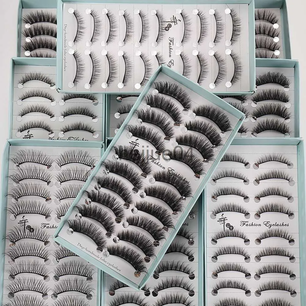 Cílios Postiços 510 Pares 6D Faux Mink Cílios Postiços Maquiagem Suave Natural Grosso Fofo Volume Cílios Falsos Reutilizável Cruz Ferramenta de Extensão de Cílios x0802