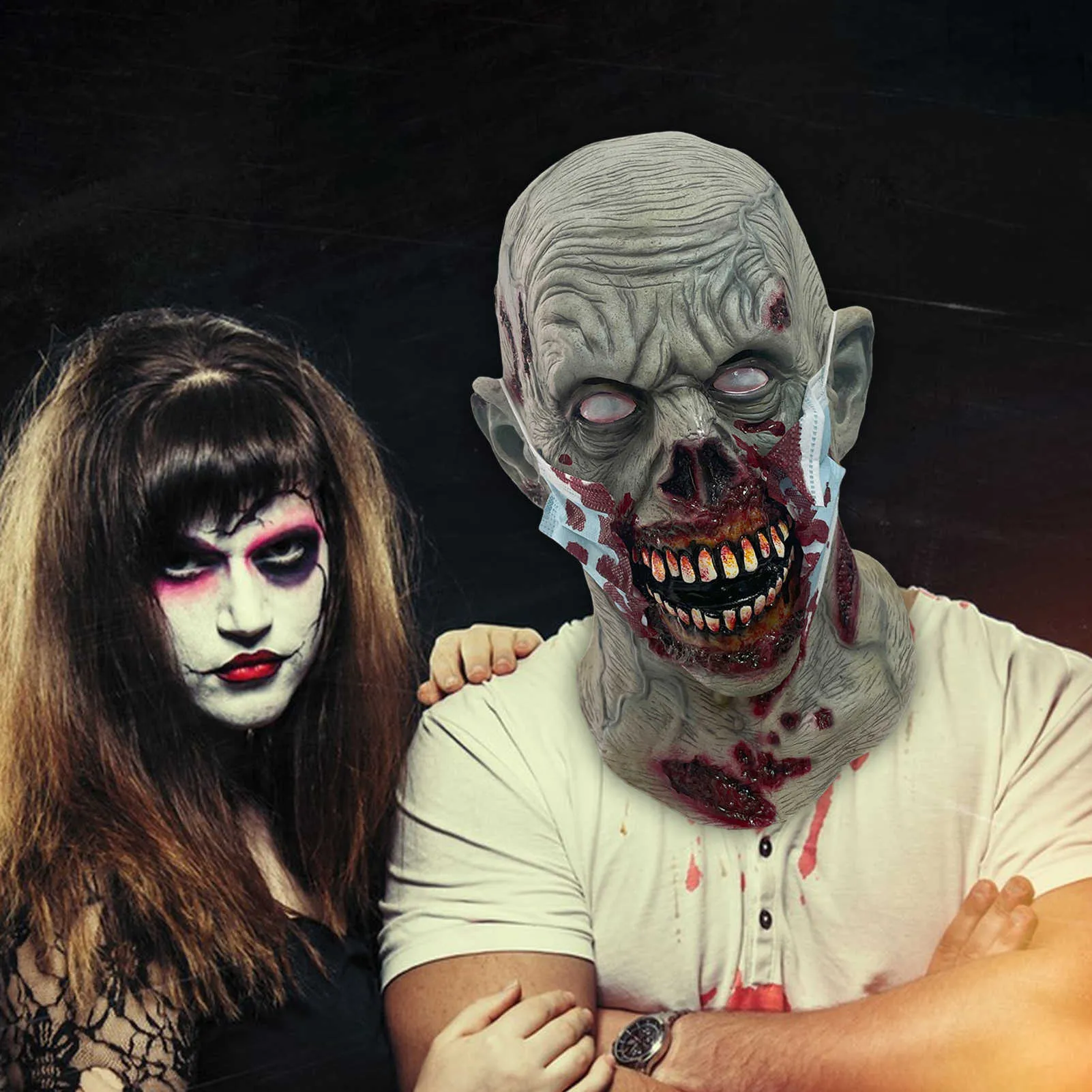 Halloween Zombie-Kopfbedeckung – Realistische Doppelmaske Aus Latex, Gruselig Für Party & Cosplay