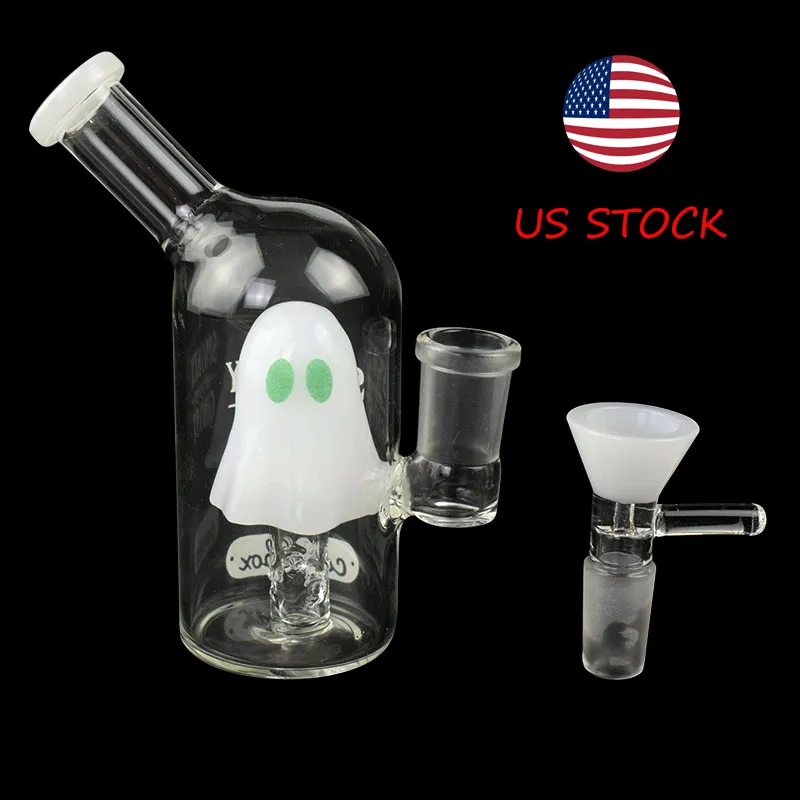 Glowing Ghost: 4.7-Inch Mini Bong with Diffused Downstem Percolator