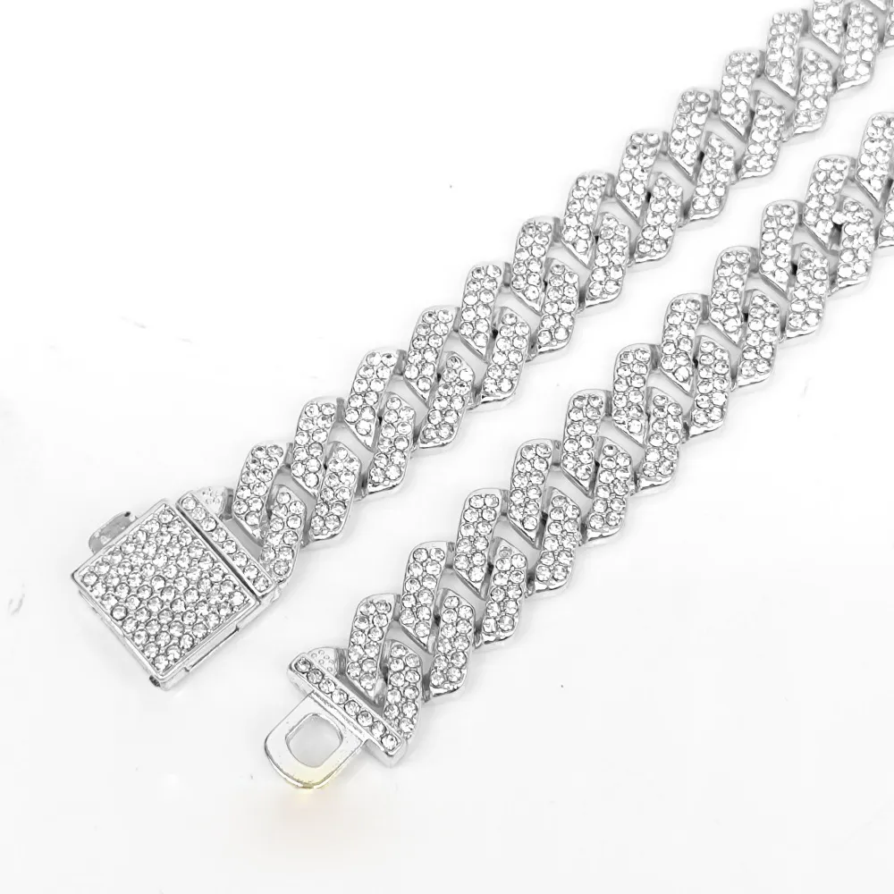 Designer halsbandskedja kubansk kedjedesigner smycken halsbandskedjor för män tennis repkedja choker män legering guld silver kedja hip hop full diamant tillbehör