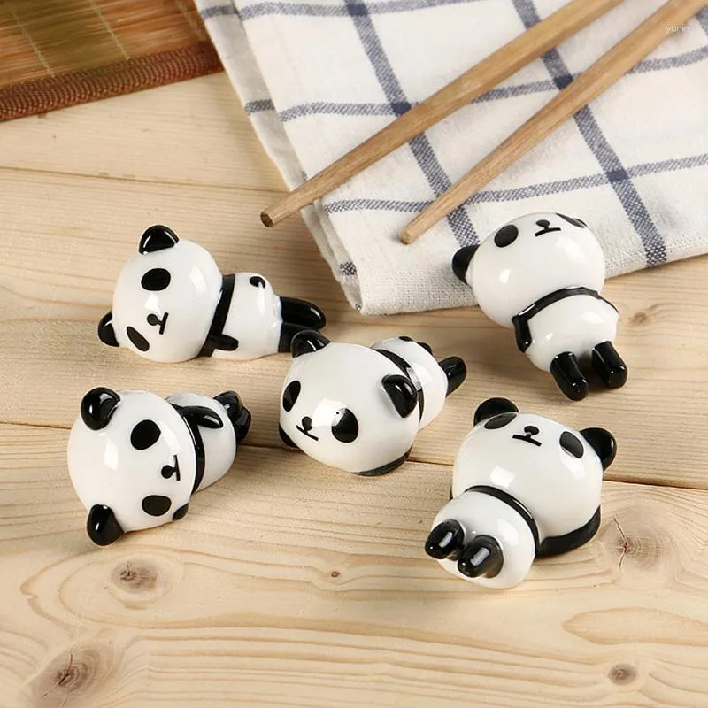 Baguettes 4 PC 5 PC mignon Panda en forme de baguettes en céramique repose Miniatures support bricolage maison cuisine Table à manger décoration fournitures