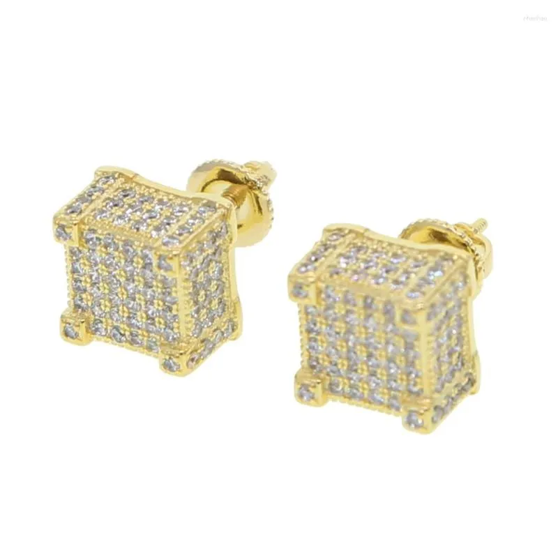 Boucles d'oreilles pendantes faites à la main Hip Hop 925 argent Sterling pavé simulé diamant mariage pour hommes femmes 18K bijoux en or jaune