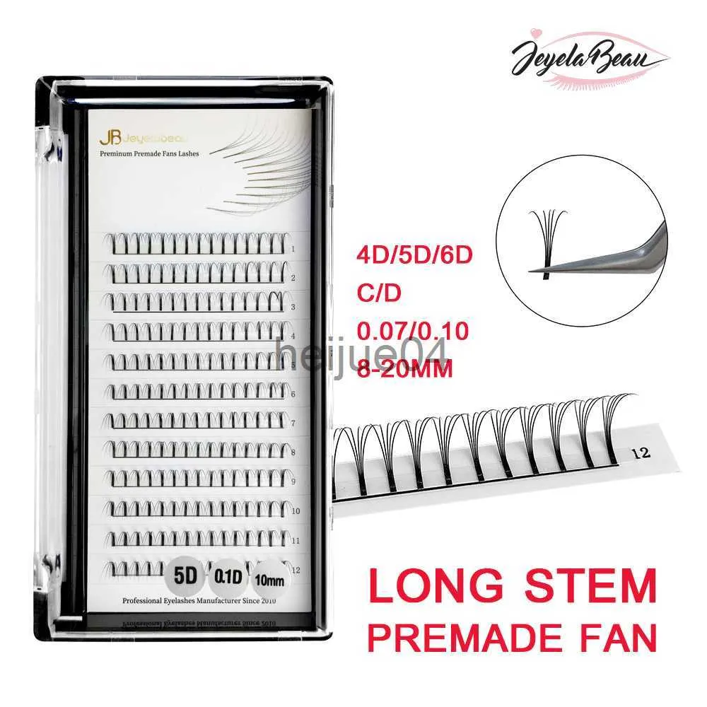 誤ったまつげjb 3d5d6d long Base Premade Lash Fans Long Stem Premade Volume Fans MixedまつげエクステンションソフトフェイクミンクラッシュX0802