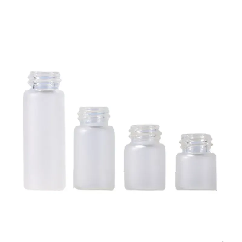 Empty Frosted Glass Sample Refillable Bottle  Oil Dropper Vials Rose Gold Ring White Rubber Top Cosmetic Packaging Container 1ml 2ml 3ml 5ml