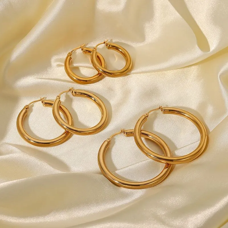 Orecchini Huggie a cerchio cavo in metallo in acciaio inossidabile le donne Accessori gioielli orecchio color oro moda di alta qualità