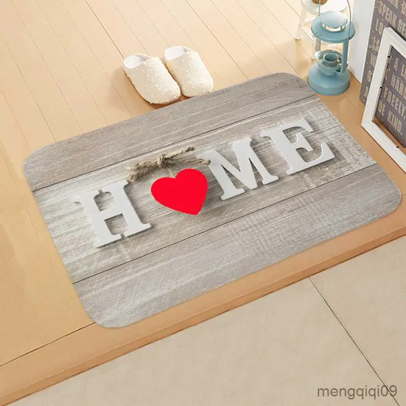 Carpets Vintage 3D HOME Heart Letters Printed Entrance Door Mat Bedroom Living Room Hallway Carpet Soft Non-slip Area Rug Home Decor R230802