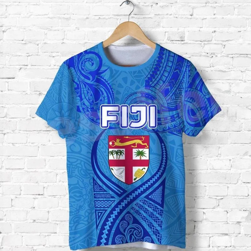 T-shirts pour hommes Tesskel Fidji tribu polynésienne tortue drapeau de pays imprimé en 3D décontracté Streetwear chemise à manches courtes hommes femmes t-shirts haut