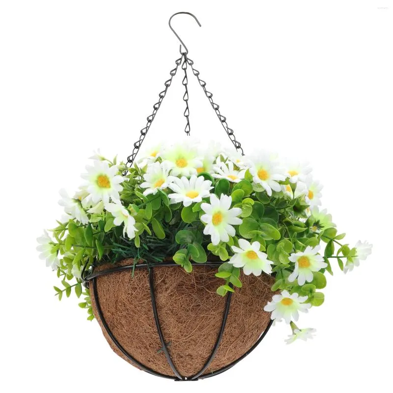 Dekorativa blommor Räcke Garden Fake Flower Basket Decor Independence Day Hängande klädsel Trim Rose Vine Iron Artificial Faux Outdoor