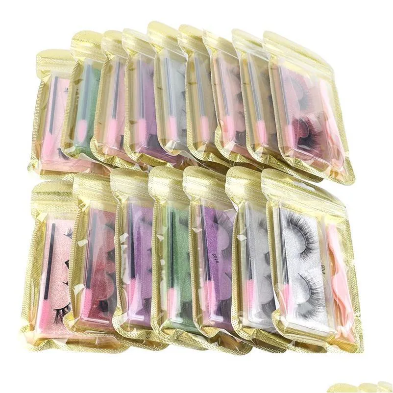 Andra hälsoskönhetsartiklar 3D Lashes False Eyelashes Color Eyelash Combination Lash Curler and Brush Natural Thick Dhgate Wholesale Dhuki