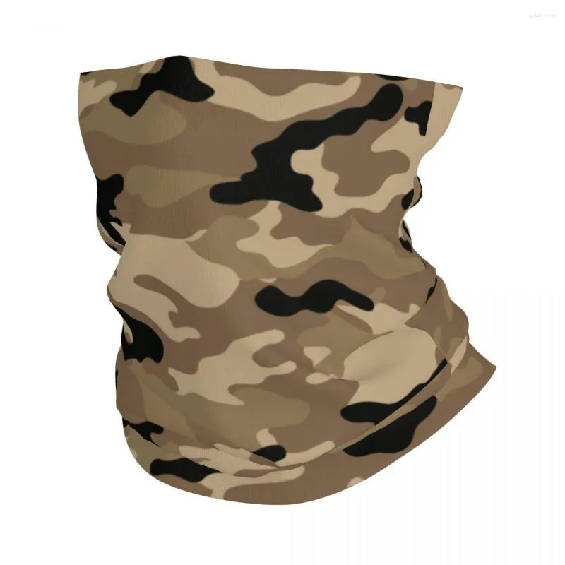 Bandanas Brown Woodland Camo Pattern Winter Neck Warmer Men Windproof Wrap Face Scarf For Hiking Army Military Camouflage Gaiter Headband