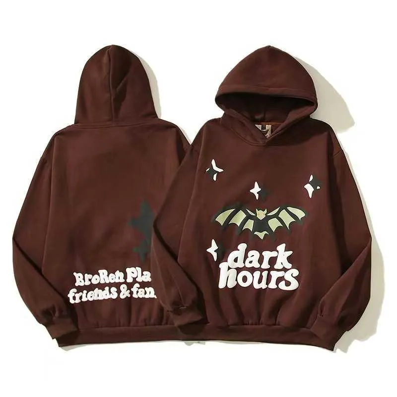 y2k“2XO“broken”黒“襤褸“鬼フェード“フードboro sweat Broken Planet Graffiti Print Loose Y2k Hoodie 3D Harajuku