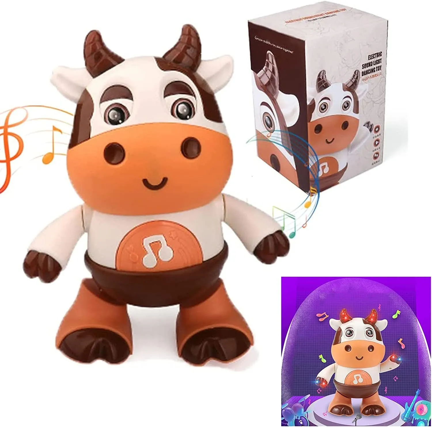 Novelty Games Dancing Cow Musical Toys Educational Learning Toys Swinging Cow Robots Sound Light Dancing Niu Kids Gifts for 3 months Baby 230802