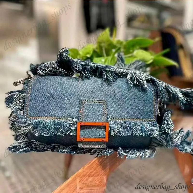 Denim Crossbody Bag for Women Stylish Designer Handbag with Fringe Decoration 230731