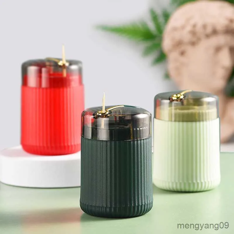 2st Toothpick Holders Pop-Up Automatisk tandpetare Dispenser Portable Toothpick Holder Container Creative Press Toothpick Storage Box R230802