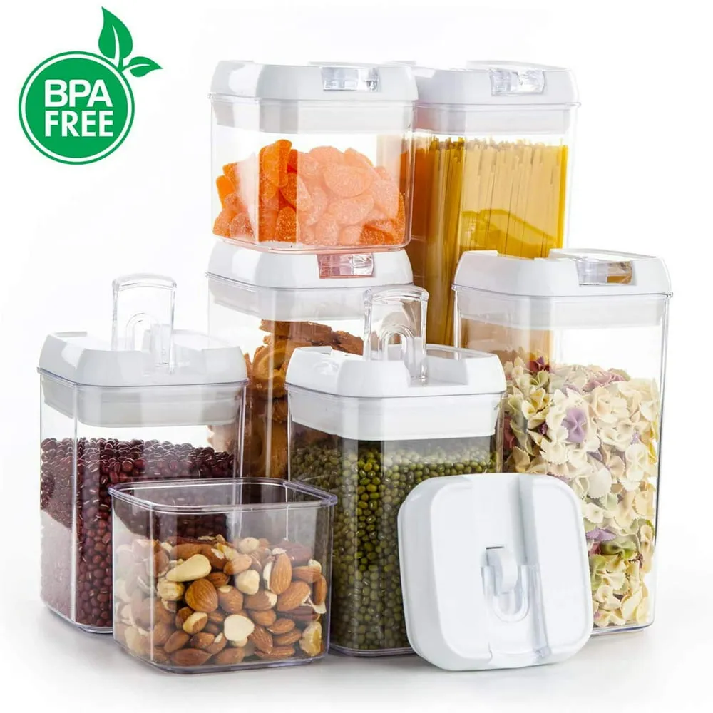 Kitchen Food Containers Set, Kitchen Pantry Organization and with Easy Lock Lids, 7 Pcs