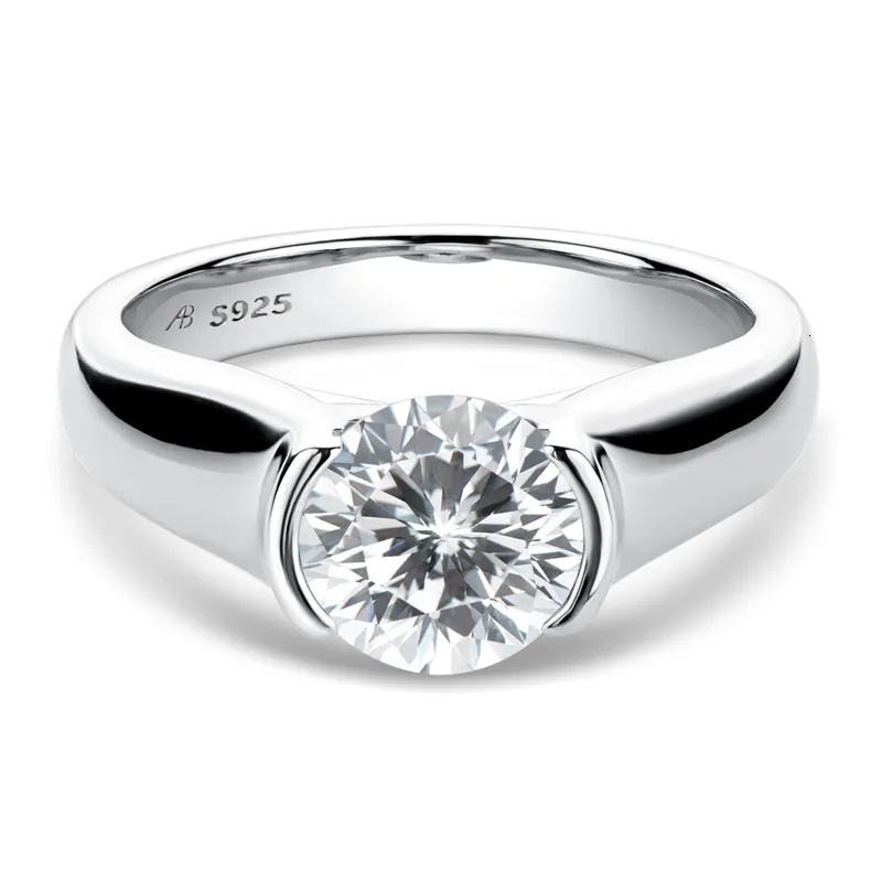 Alliances KUGG Bague Solitaire 2 Carats Avec GRA Plaqué Or Blanc Coupe Ronde Argent 925 Original Certifié pour Femme 230802