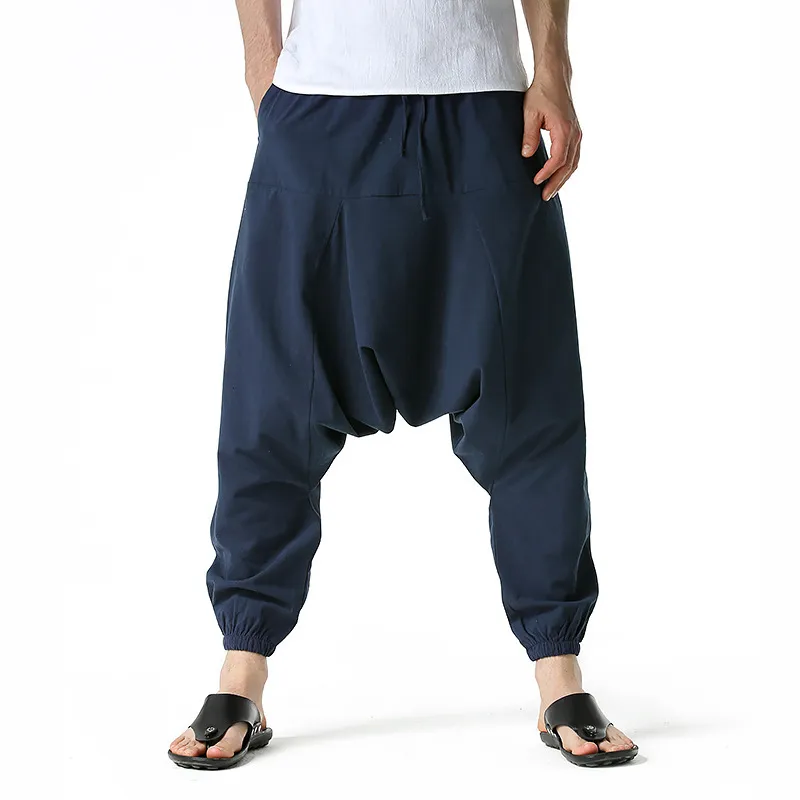 Hint Pantolon Erkek Ninja Pantolon Bol Harem Pantolon Gevşek Fitness Düşük Damla Kasık Pantolon Dans Moda Punk Hombre Pantalon2912