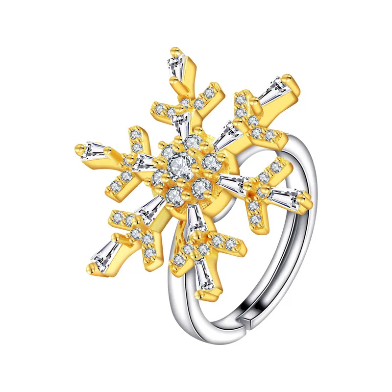 Europe and America S925 Sterling Silver Fashion Trend Versatile High Grade Design Sense Big Snowflake Lady Ring