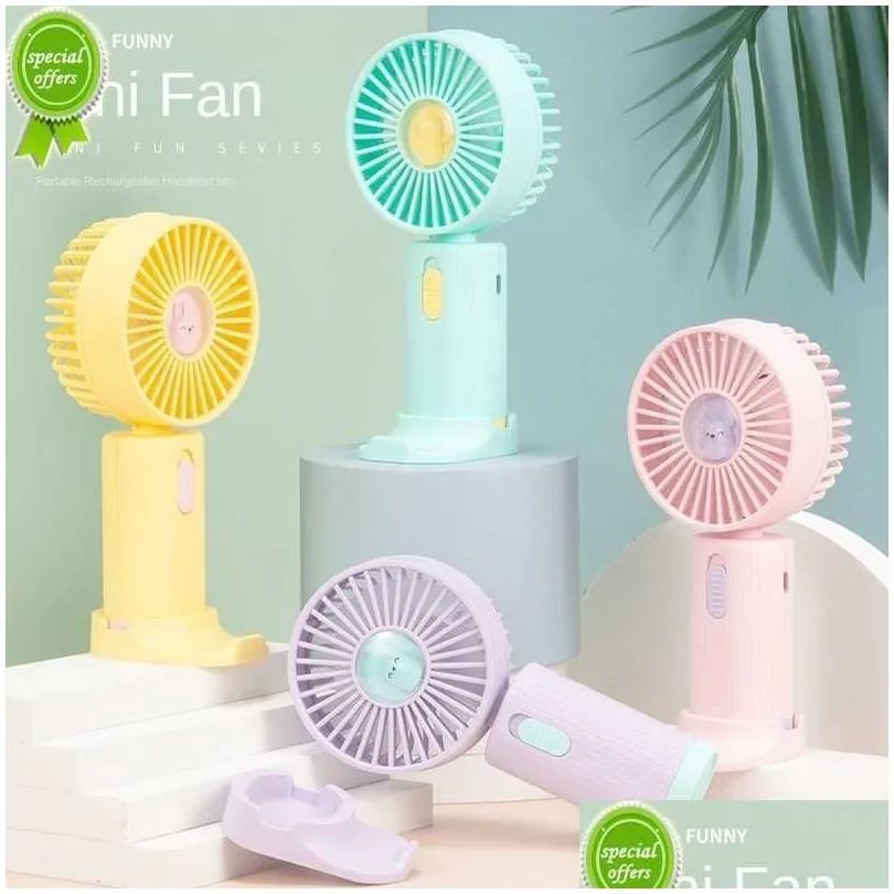 Other Home Garden Mini Hand Fan Student Dormitory Portable Usb Rechargeable Small Desktop Silent Strong Wind With Bracket Electric Dhau2