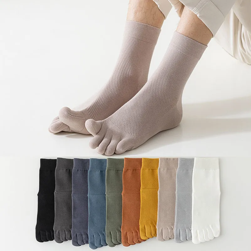 Men s Socks 5 Pair Pure Cotton Split Toe Spring Anti Odor Fashion Five Finger Male 230802