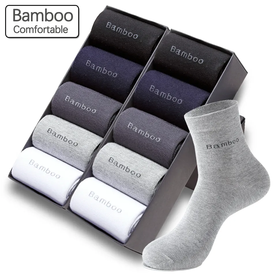 Skarpetki mężczyzn 10 par Bamboo Fibre Men Casual Business Anti Bacterial Oddychający załoga Wysokiej jakości skarpet 230802