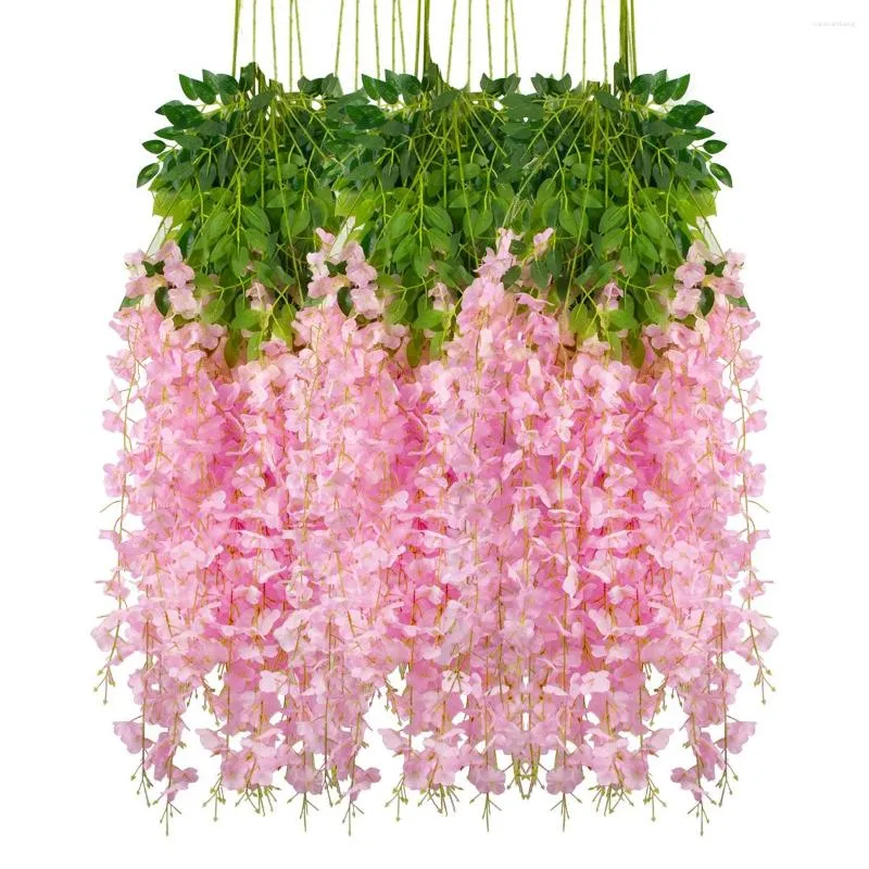 Decoratieve Bloemen 12 STUKS 106CM Kunstmatige Wisteria Bloem Opknoping Wijnstok Guirlande Voor Bruiloft Decor Huis Tuin Wanddecoraties