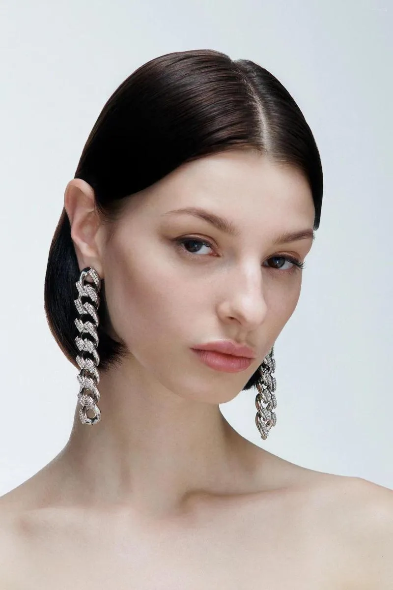 Boucles d'oreilles chaîne exagérée, mode rétro européenne et américaine, Clips d'oreille de luxe légers