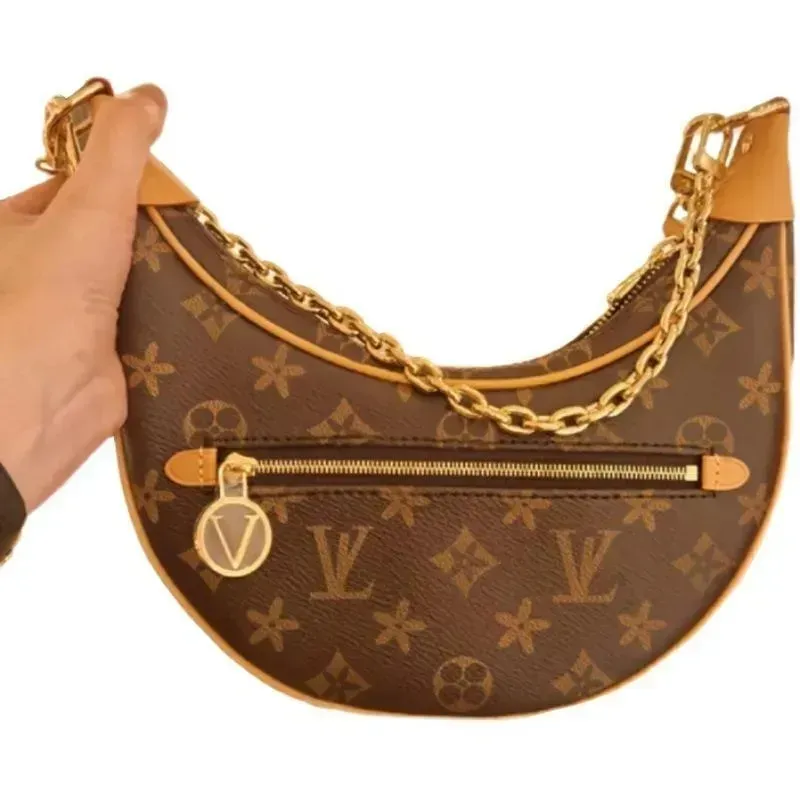 Luxury Designer Croissant Loop Half Moon Bag With Metal Luxury Designer Croissant Loop Half Moon Bag With Metal