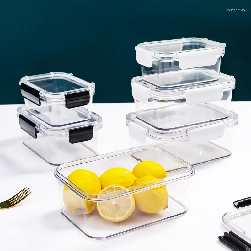 Förvaringsflaskor kök hushåll transparent mat crisper kylskåp plast lunchlåda frukt tätning husdjur material