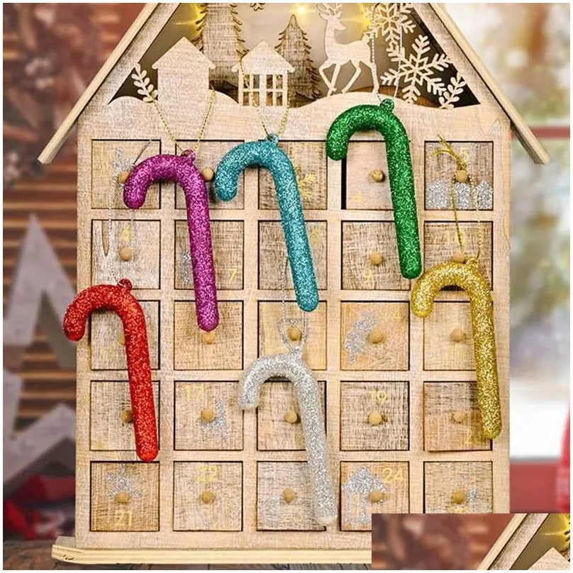 Oggetti decorativi Figurine 6 Pz / set Albero di Natale Ornamenti di canna Anno 6 colori Decorazione Ciondolo Set Decorazioni per la casa Regalo Dro Dhc8M