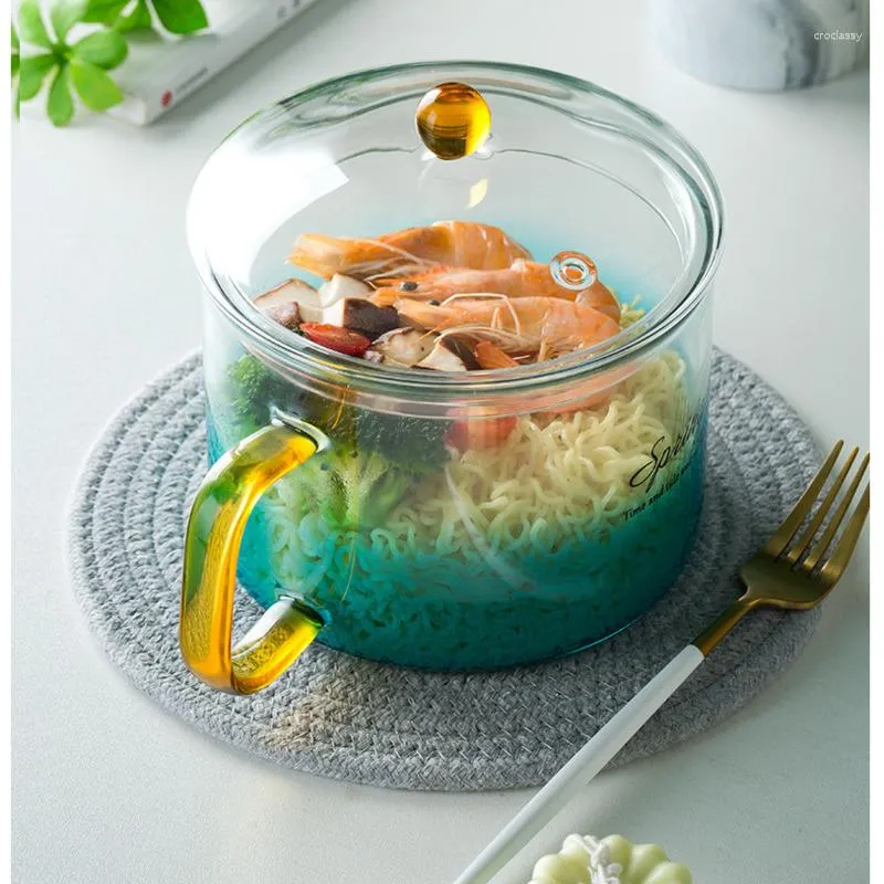 Miski Gradient Blue Ramen Bowl Kreatywny uchwyt na przybory na przybory do gęstej szklanej w kuchni Sałatka Stału Stale Stale