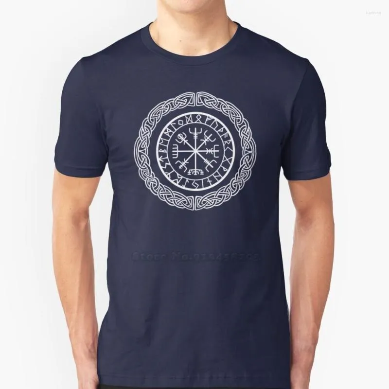 T-shirts pour hommes T-shirts Vegvisir Chemise à col rond en pur coton Hommes Runes Viking Islande Norse Sagas Gods Travel Boat Drakkar See Vikingknot Magic