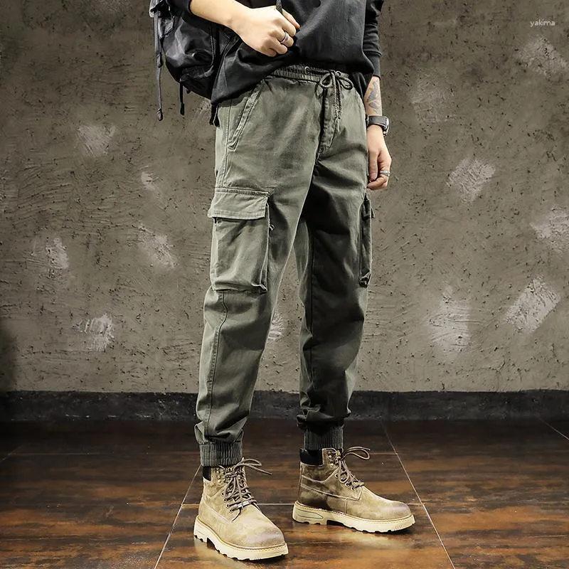 Men's Pants British Style Cargo Men Autumn Winter Thick Casual Baggy Large Size Haren Pocket Design