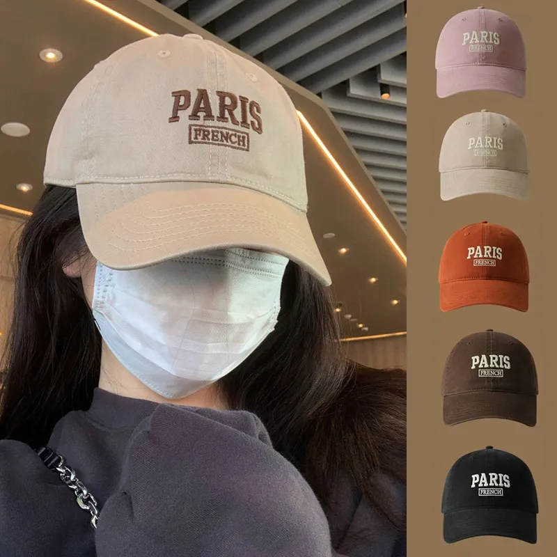 Ball Caps Kpop Womens Baseball Cap PARIS Embroidered Sun Hat 100% Cotton Letter Visor Hats Women Soft Top ed 230801