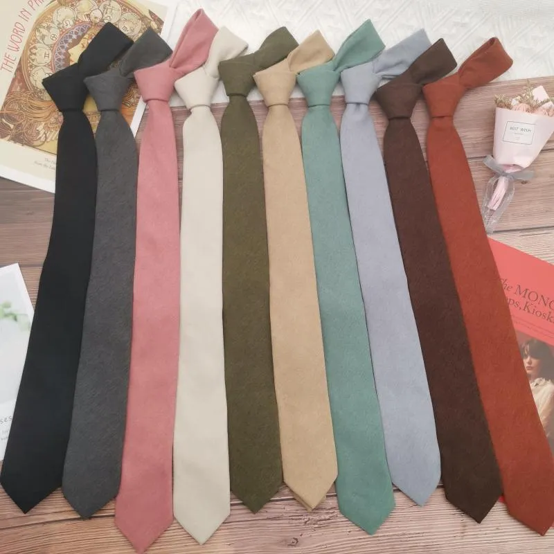 Bow Ties Cashmere 6cm Autumn And Winter Hand Tie Women's Retro Pure Color All-Matching Decorative Square Scarf Shirt Ins Trendy