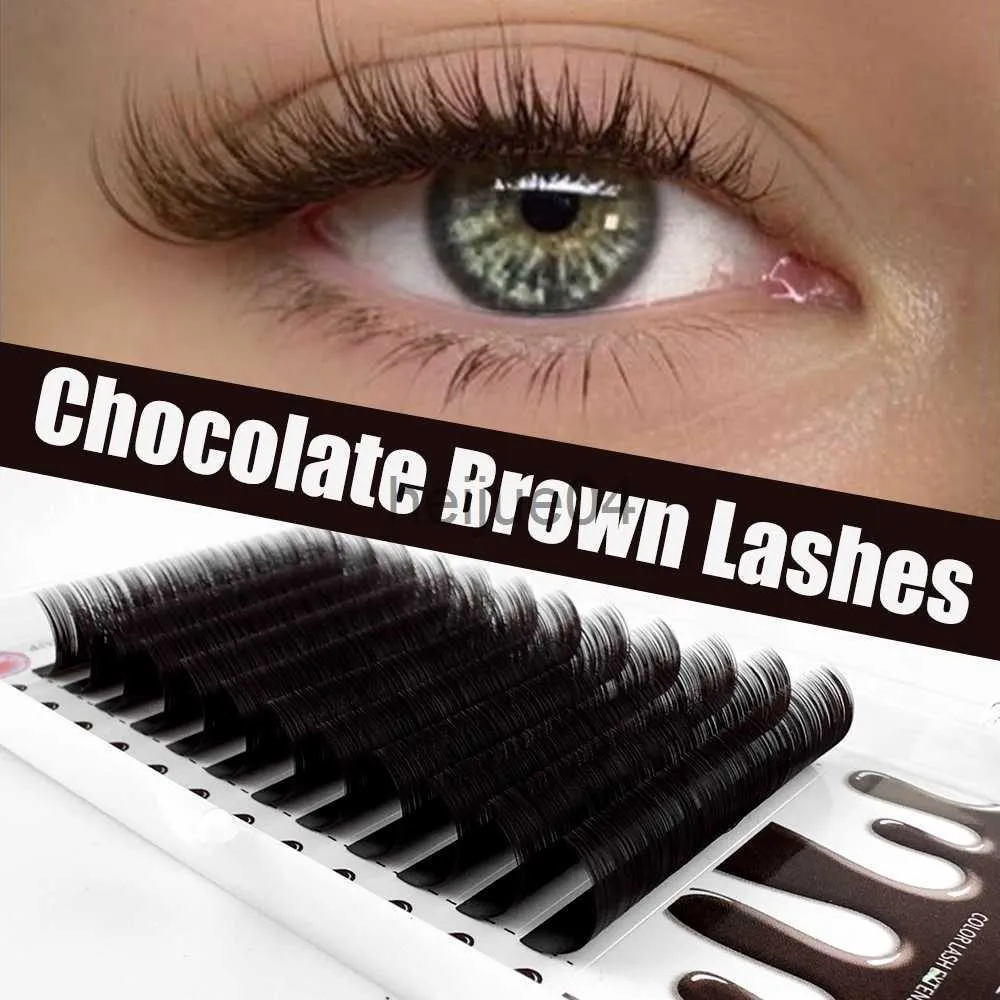 False Eyelashes Abonnie Chocolate Dark Brown Eyelash Extension Individual Mink Russian CD 815mm MIX False Eyelashes Volume Makeup Eyelashes x0802