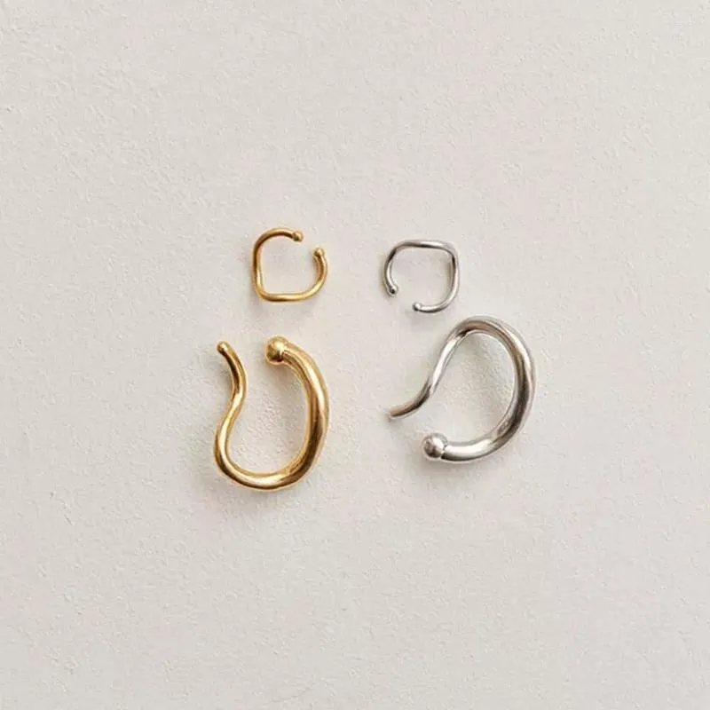 Backs Earrings Elegant Simple Metal French Geometric Women Ear Cuff Irregular Clip Fashion Jewelry