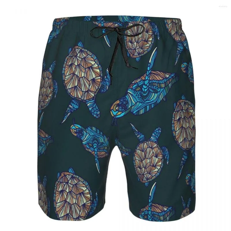 Pantalones cortos para hombre Traje de baño para hombre Patrón de tortuga Hombres Troncos Traje de baño Ropa de playa Pantalones cortos