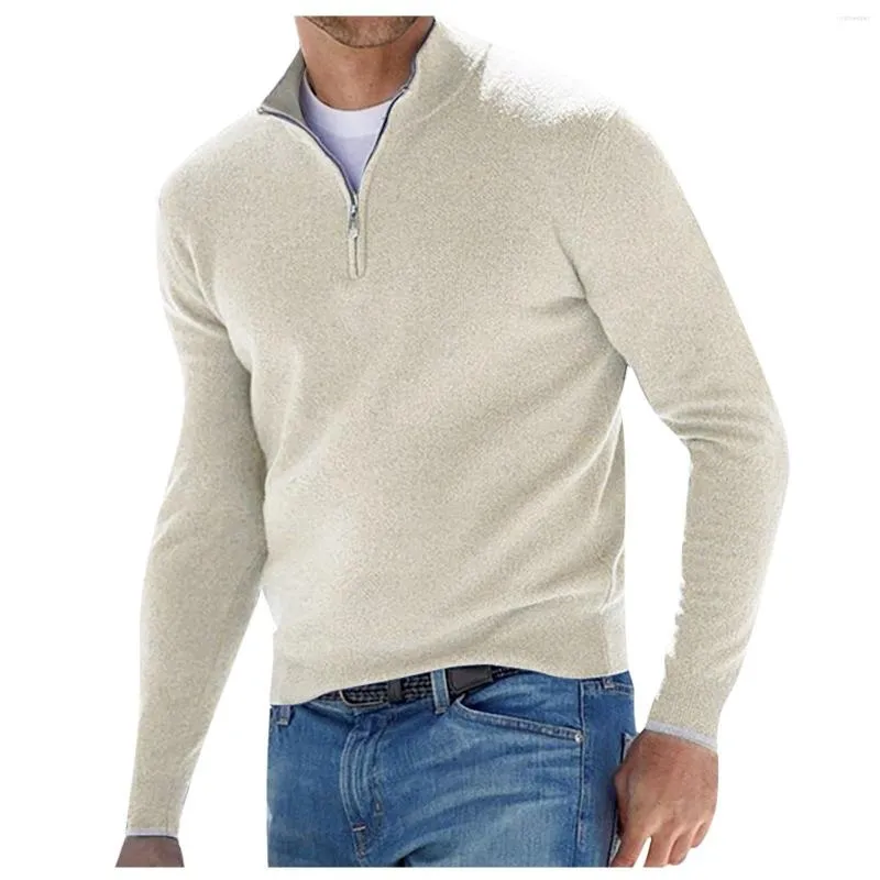 Männer Pullover Herbst Dicke Warme Gestrickte Bequeme Kleidung Half Zip Flce Wintermantel Solide Lange Slve Rollkragen Shirts Pullover männer