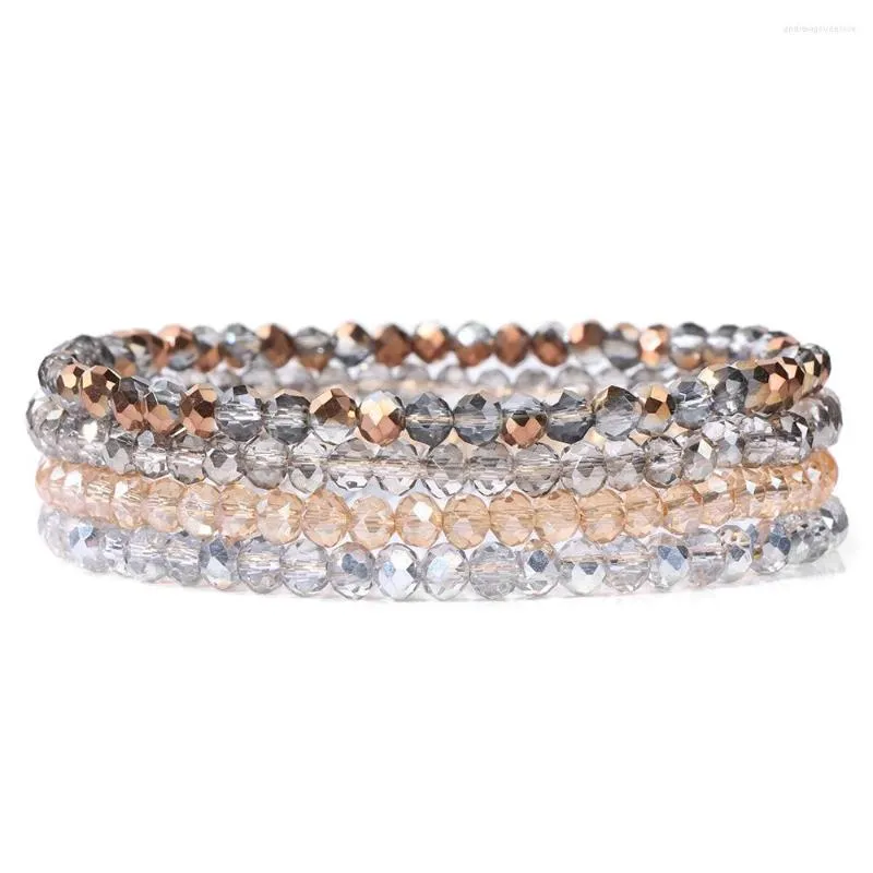 Bracelets porte-bonheur 4 pièce/ensemble mode Simple bohême perles de verre Bracelet ensemble coloré personnalité chaîne réglable hommes femmes bijoux