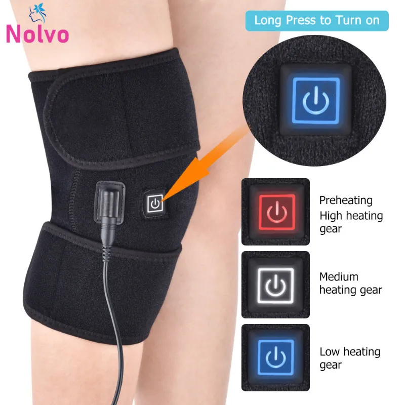 Leg Massagers Electric Heating Knee Massager Infrared Heated Therapy Recovery Elbow Pad Brace Joint Pain Relief Health Care USB Cable 230802