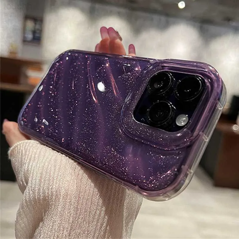 Custodie per cellulari Luxury Gradient Glitter 3D Water Ripple Clear Case per iPhone 14 Plus 11 12 13 Pro Max X XR XS Max Cover in silicone morbido antiurto L230731