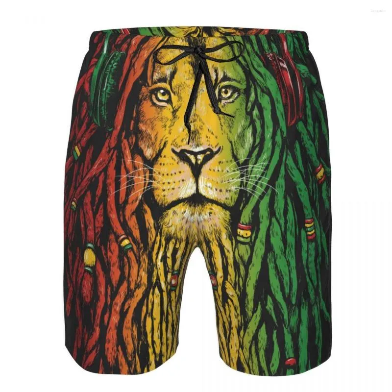 Mäns shorts Badkläder Mens Swim Beach Swimming Trunks For Man Rastafarian Lion Swimsuit Surf Board Baddräkt