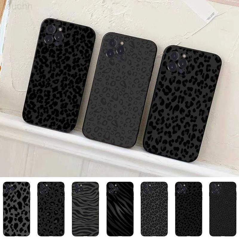 Handyhüllen Leopardenmuster Schwarze Handyhülle für iPhone 14 11 12 13 Mini Pro Max 8 7 6 6S Plus X SE 2020 XR XS Funda Case L230731