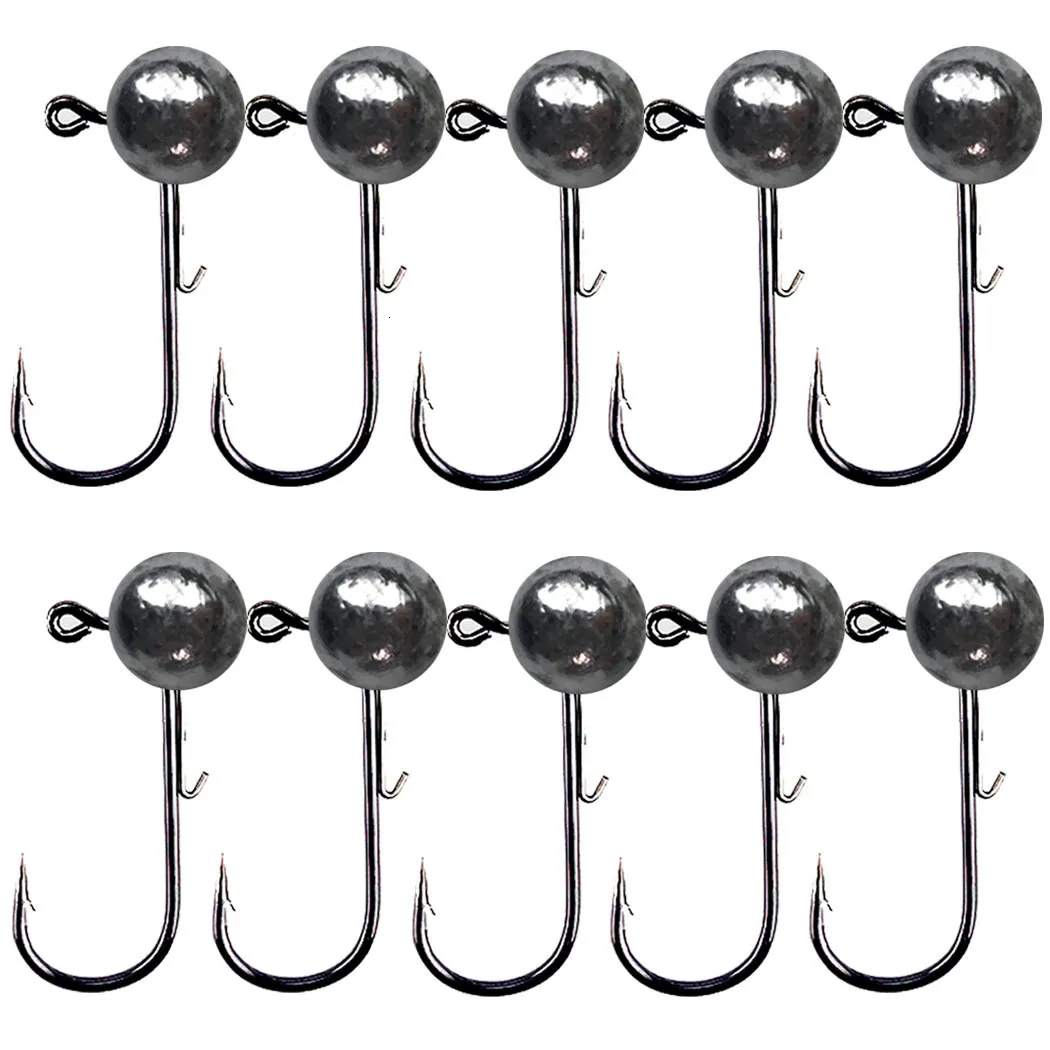 Vishaken 10 Pcs Jig Head Haak 35G 5G 7G 10G 14G Ronde Bal Haak Weedless vishaak Zachte Worm Accessoires 230802