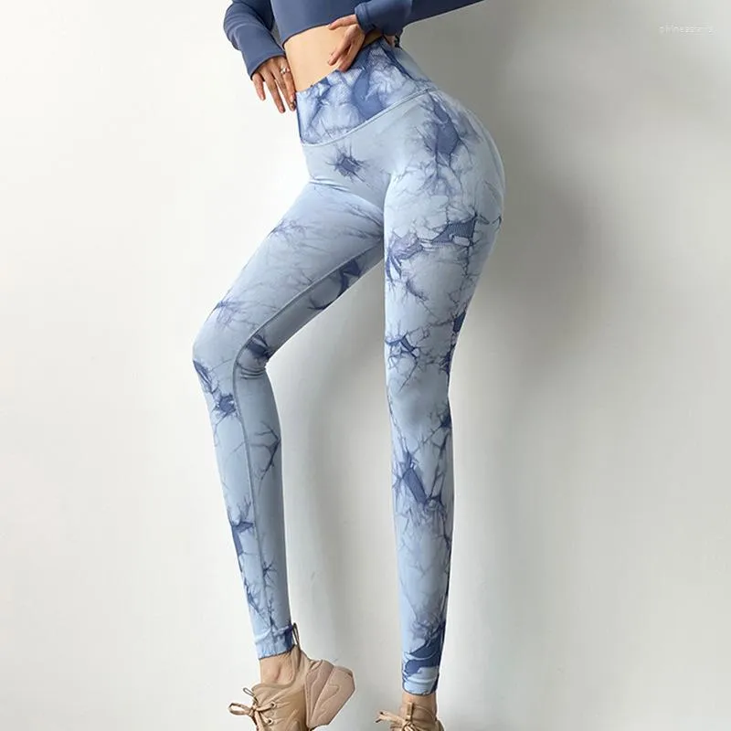 Conjuntos ativos Est Tie Dye Yoga Printing Conjunto de academia para mulheres Leggings sem costura Sutiã Shorts Roupas de ginástica para o verão