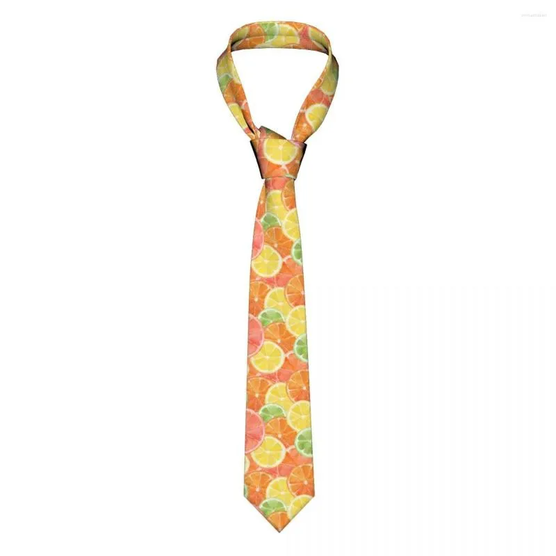 Bow Ties akwarela pomarańczowa cytryna grejpfrut unisex krawat jedwabny poliester 8 cm wąski krawat na szyję dla męskich koszuli akcesoria gravatas prezent