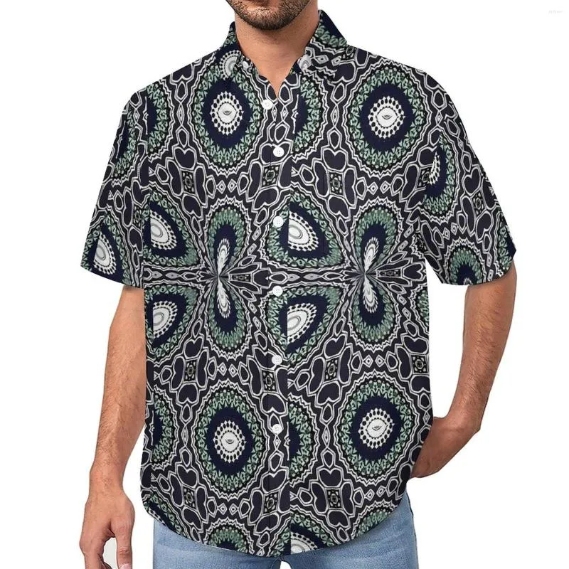 Camisas informales para hombre, camisa de vacaciones con musgo abstracto, estampado Retro de verano para hombre, blusas Y2K, ropa estampada de manga corta, talla grande