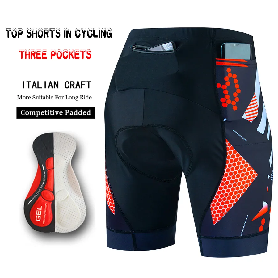 Pantaloncini da ciclismo Tre tasche Pantaloncini da ciclismo da uomo traspiranti Pantaloncini da mountain bike antiurto Pantaloncini da MTB ad asciugatura rapida estivi con imbottitura in gel Coolmax 230801