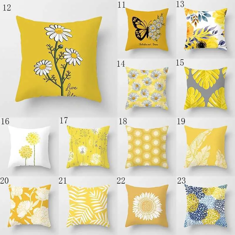 Coussin/décoratif moderne Simple, étui à fleurs jaunes, étui de canapé pour la maison, étui lombaire, coussin lombaire